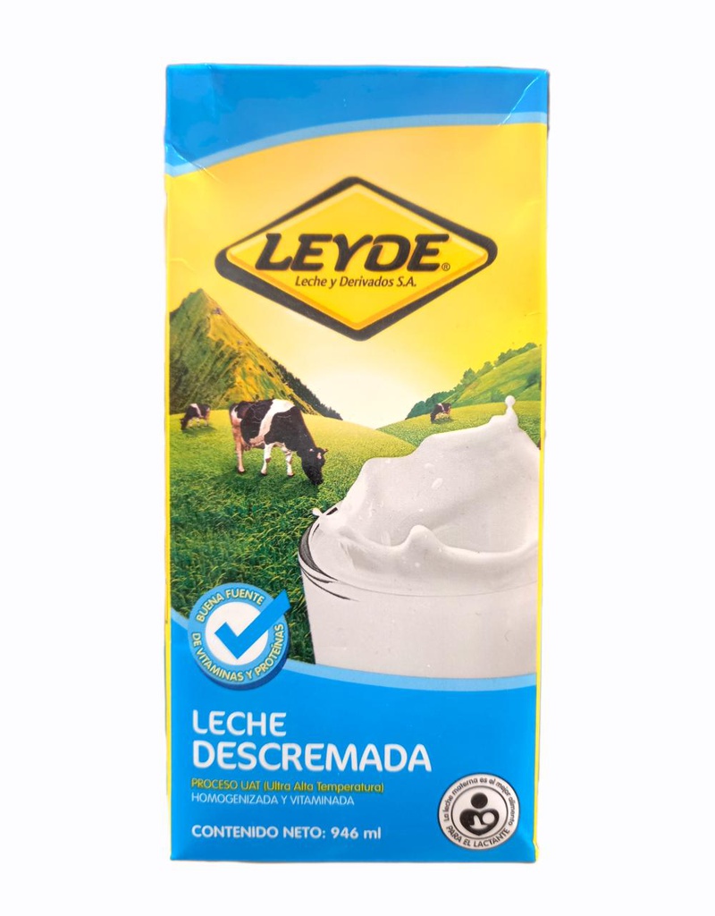 LECHE EN CAJA DESCREMADA LEYDE 946ML