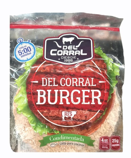 [7421900701645] CARNE/HAMBURGUESA CORRAL 4ONZ