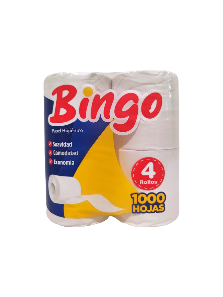 PAPEL HIGIENICO BINGO 1000H 4R