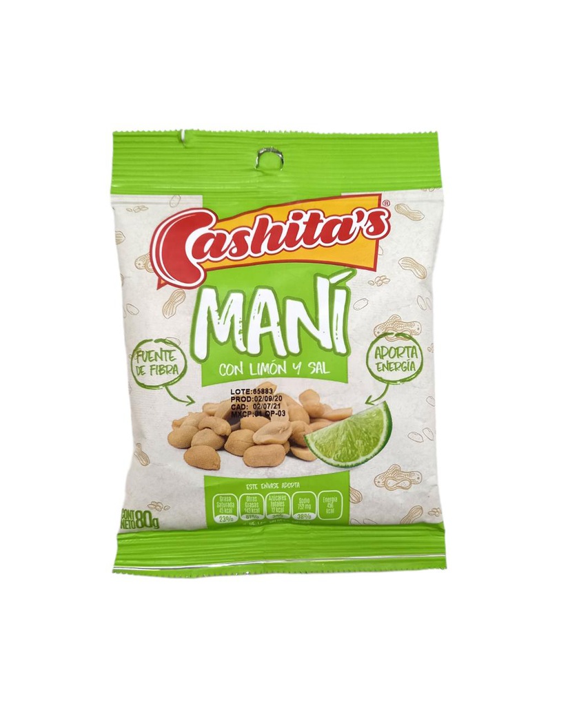 CASHITAS MANI CON LIMON 80 GRA