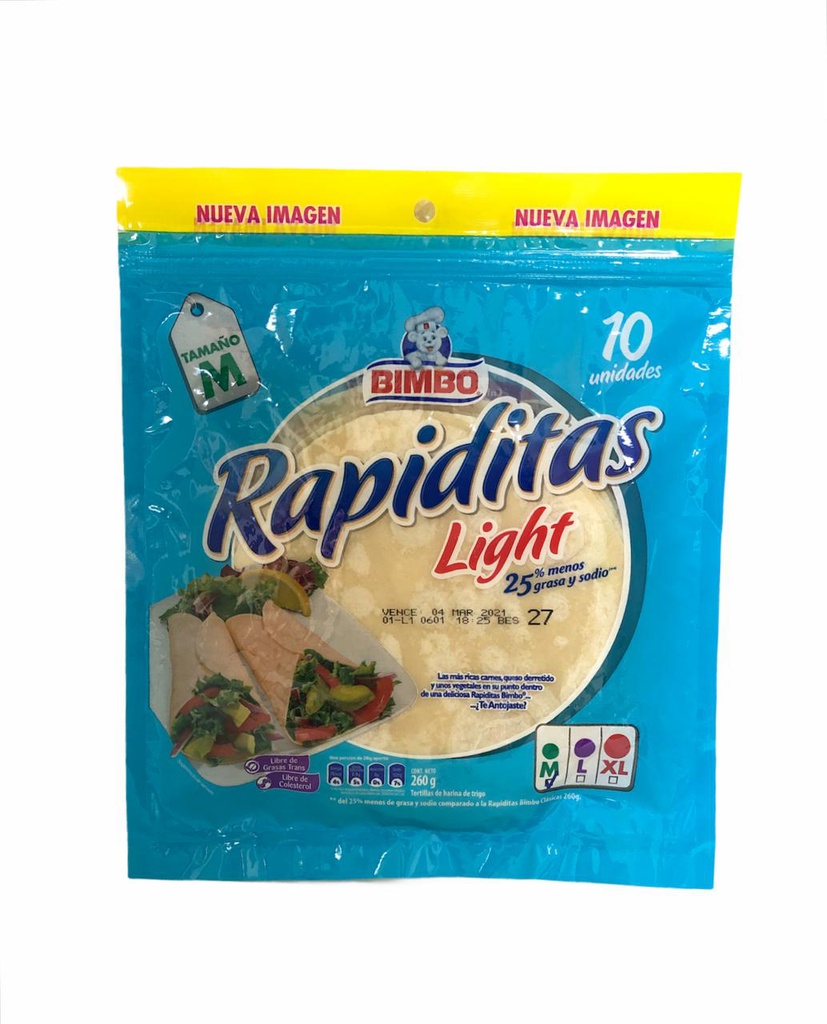 TORTILLA RAPIDITAS LIGHT 10 UN