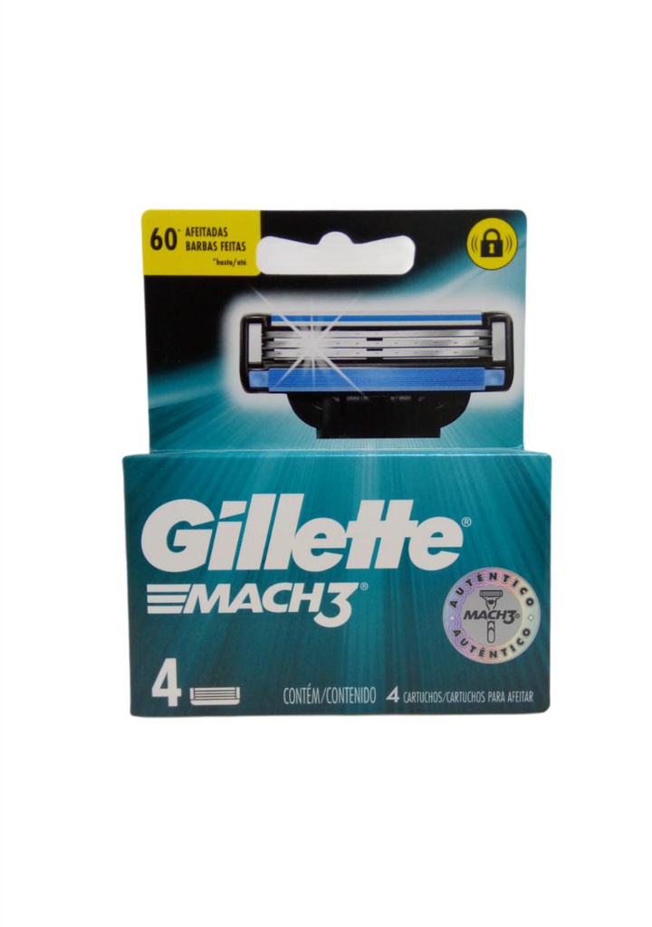 GILLETTE MACH 3   4 UNIDADES