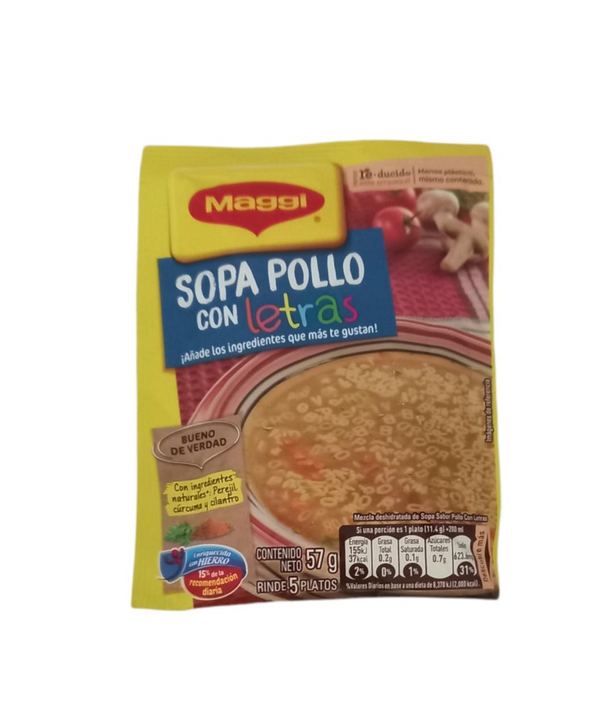 SOPA DE POLLO C/ LETRAS MAGGI 