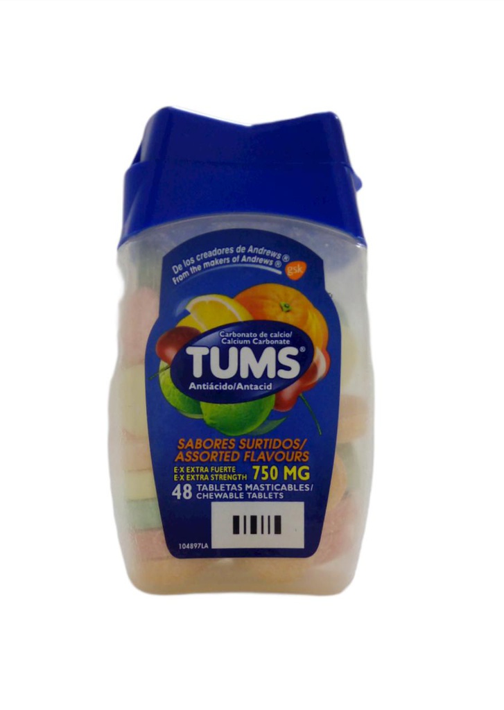 TUMS E-X SABORES 48 TABLETAS