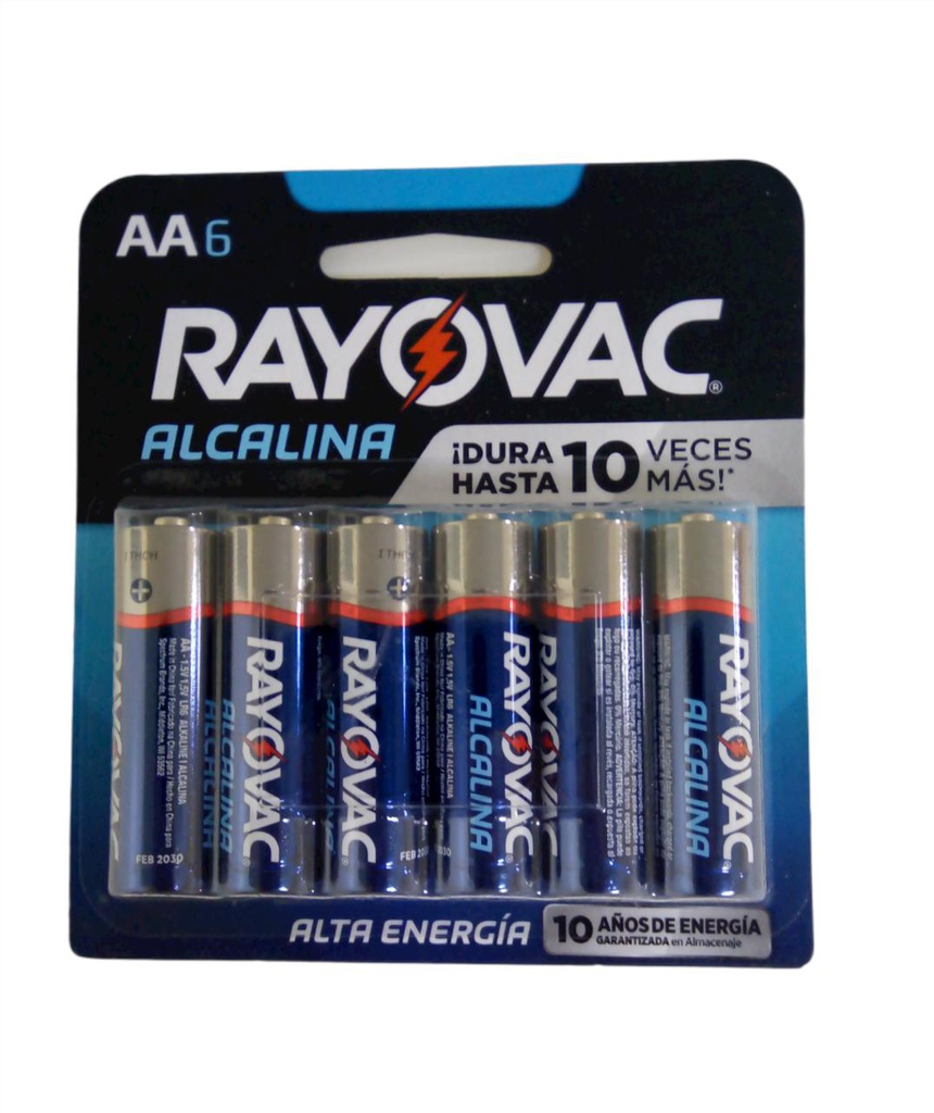 BATERIAS ALCALINAS RAYOVAC AA 6 UNIDADES