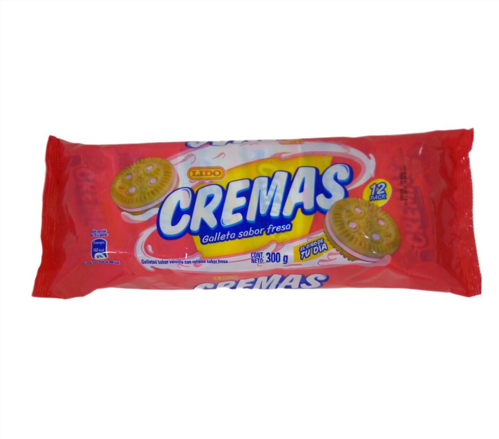 GALLETA CREMA FRESA LIDO 12 UN