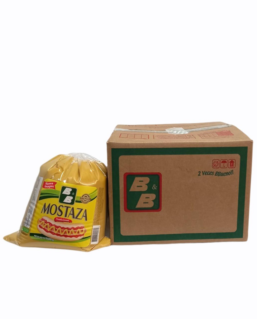 CAJA DE MOSTAZA TRADICIONAL B&amp;B BOLSA 3500G  4 UNDS