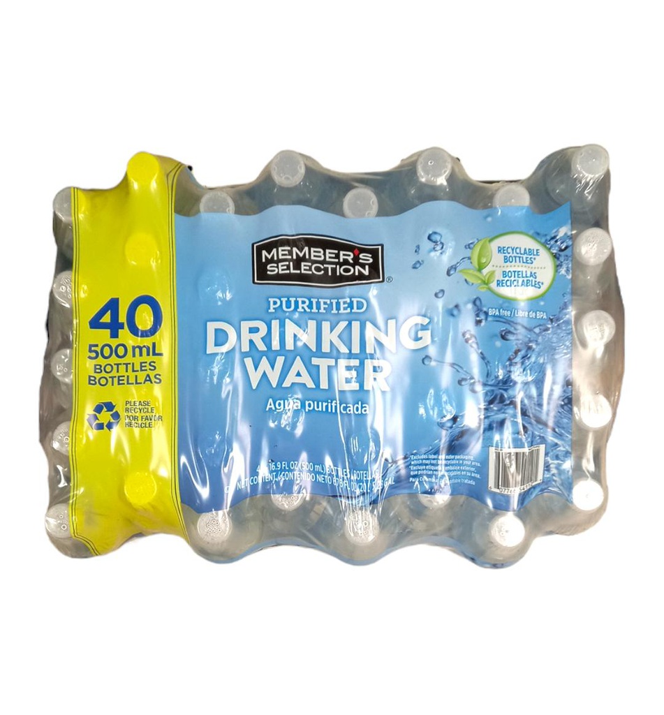 PAQUETE DE AGUA PURIFICADA MEMBERS 500ML 40 UNDS