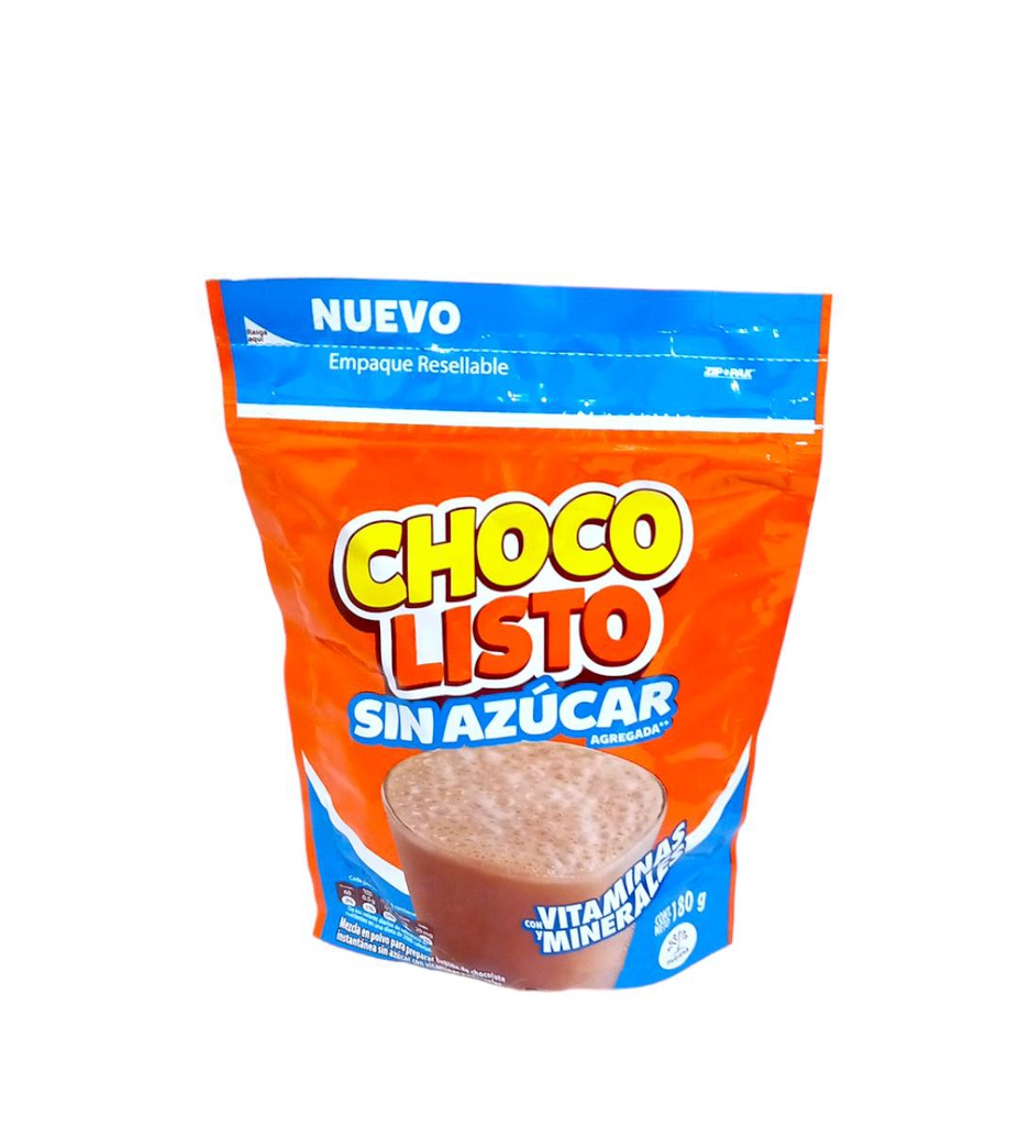 CHOCO LISTO SIN AZUCAR 180G