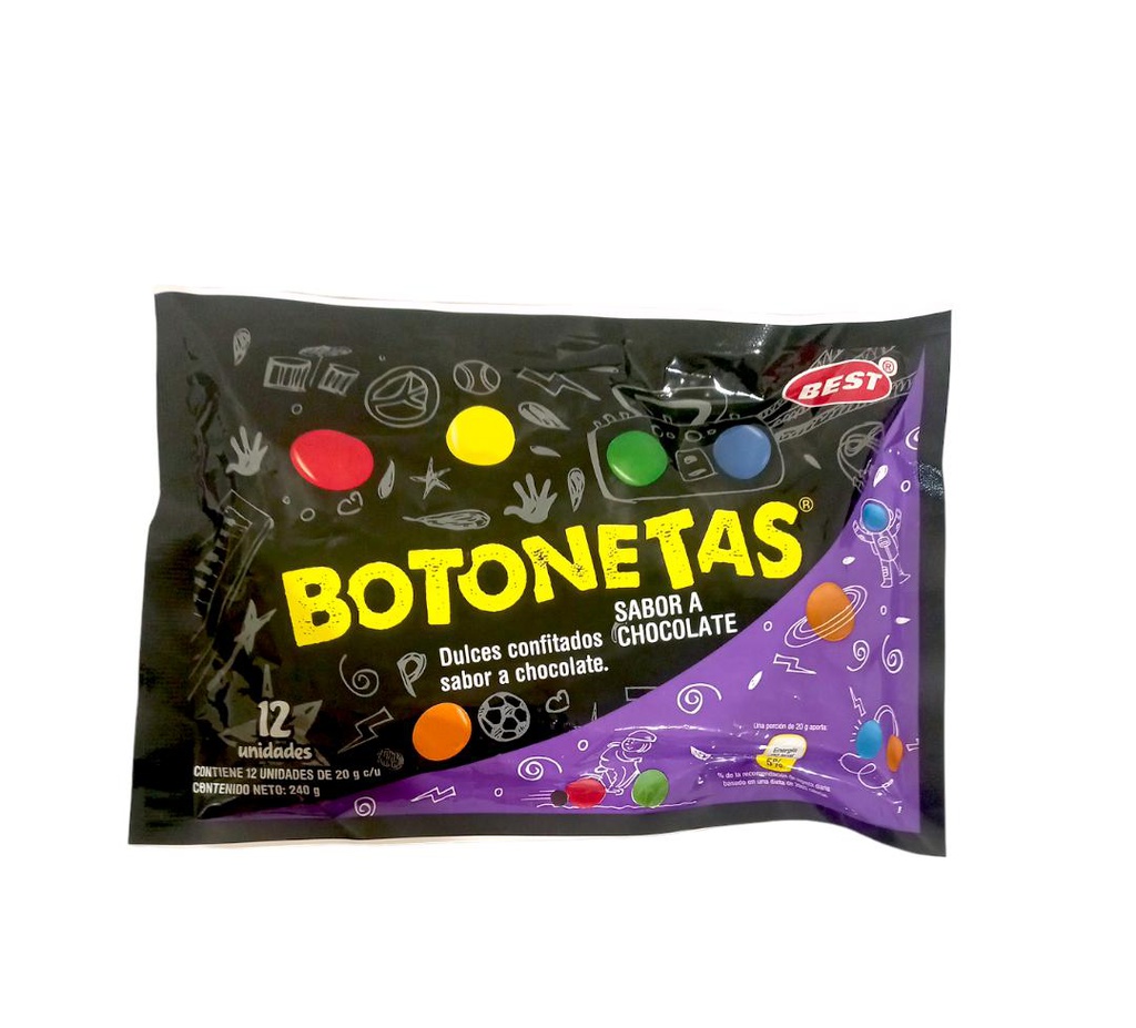 BOLSA BOTONETAS CHOCOLATE 12UN