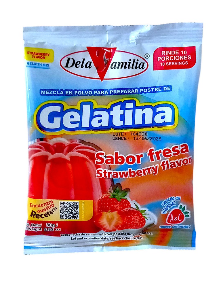 GELATINA SABOR A FRESA 80G