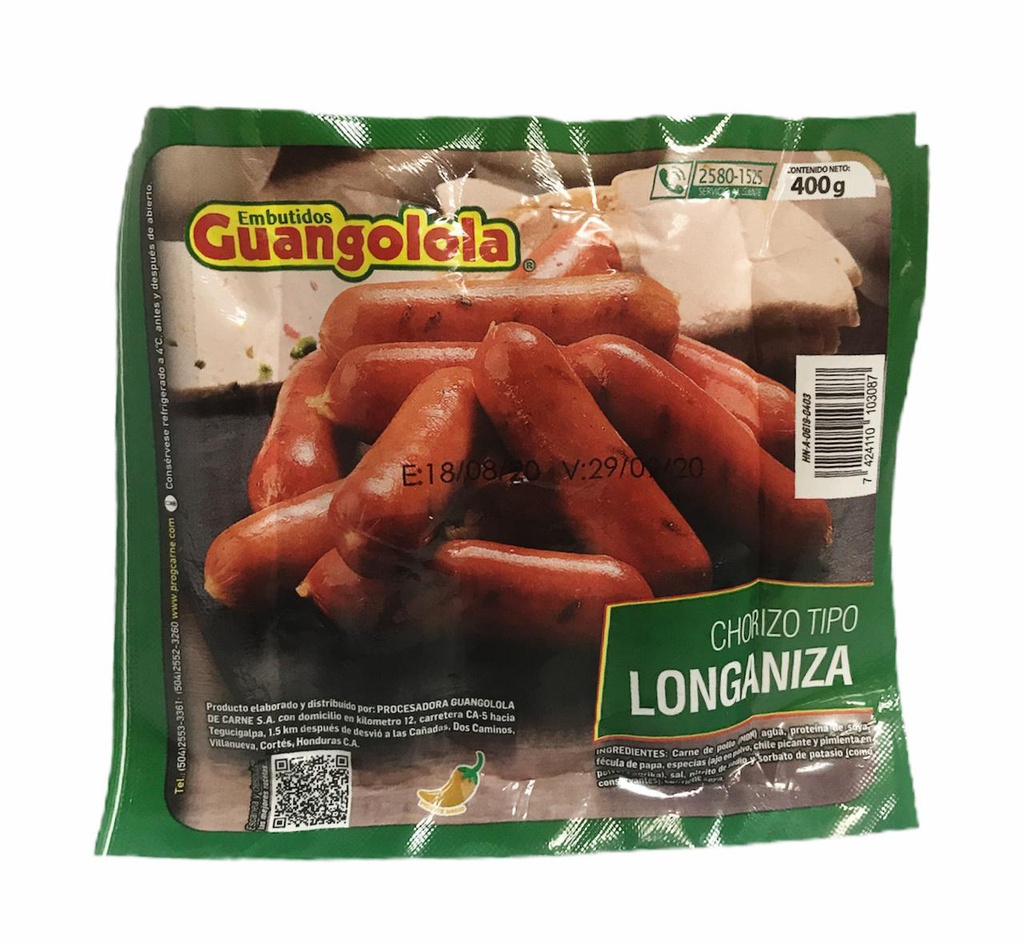 CHORIZO LONGANIZA 400G GUANGOL