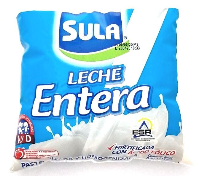 LECHE SULA EN BOLSA 473 ML.  1/2 LITRO.