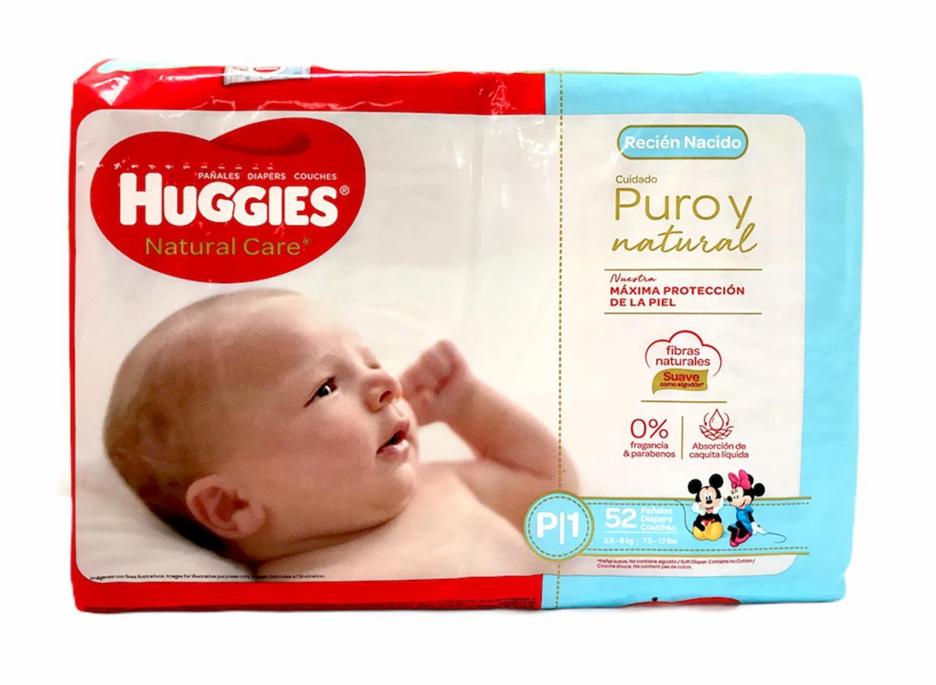 HUGGIES NATURAL CARE P1 52UND