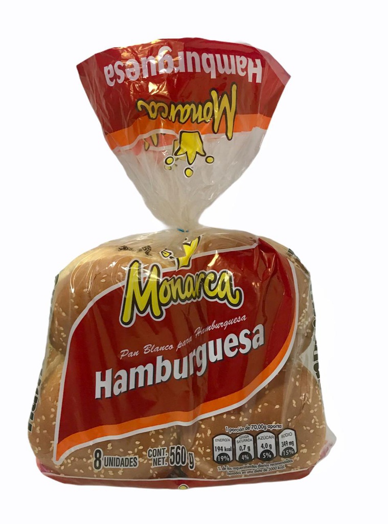 PAN PARA HAMBURGUESA MONARCA S