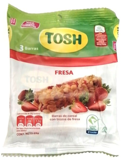 BARRA TOSH DE FRESA 3PACK 69G