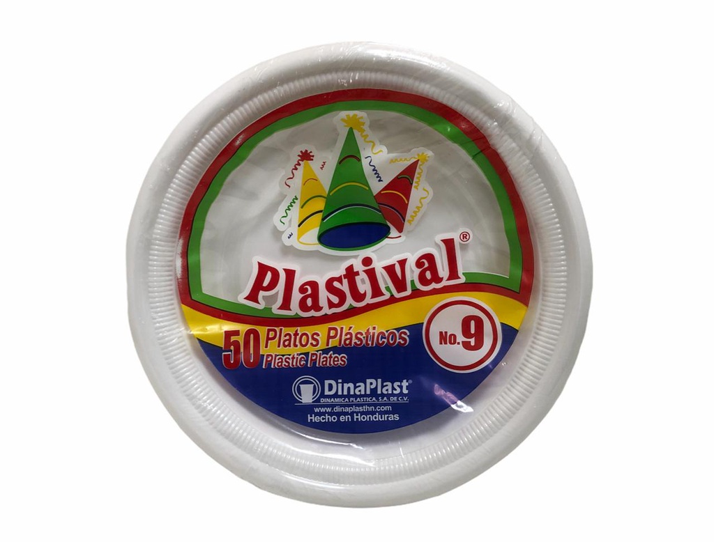 PLATO PLASTIVAL 9 BLANCO Y CAF