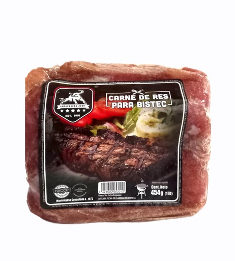 [7421000953012] CARNE DE RES PARA BISTEC 454 GRAMO