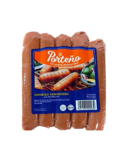 [7424160000039] CHORIZO CERVECERO PORTEÑO LB