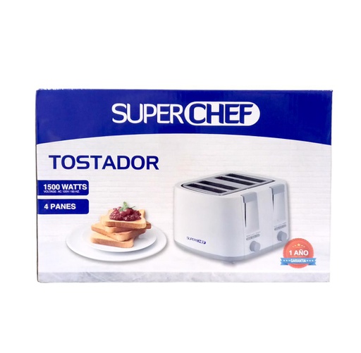 [7424615969300] TOSTADORA SUPER CHEF 4 SLICE 