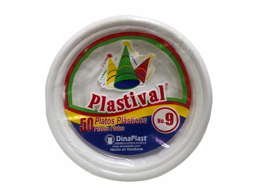 Platos plastival desechable de plástico #8 50 un