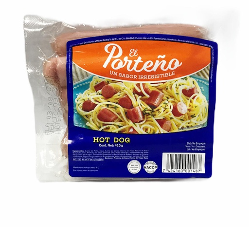 [7424160001487] HOT DOG EL PORTENO 410G