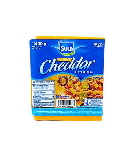 [7421000840800] QUESO CHEDDAR SULA 400 GMS